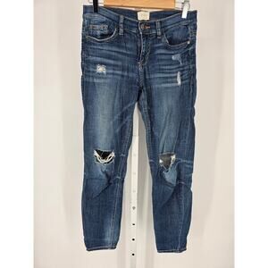 ID:23 Women's Blue Skinny Slim Mid Rise Belt Loop Jeans Size 27